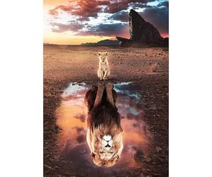 TOSTOG Lion King Diamond Painting Kits for Adults, 5D Full Drill Diamond Art Kits Lion Reflection, DIY Round Diamond Picture Arts Gem Painting Crafts for Home Wall Decor 30x40cm