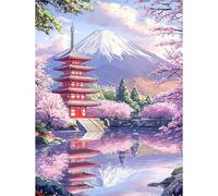 TOSTOG Mount Fuji Diamond Painting Kits for Adults, Cherry Blossom Tree 5D DIY Diamond Art Kit Full Drill Diamond Crystal Rhinestone Arts and Crafts Picture for Home Wall Decor 30x40cm