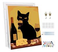 TOSTOG Paint by Numbers Adults with Frame, Kitten Wine Glass, Acrylic Painting Set, DIY Hand-Painted Oil Painting Kit, Paint by Numbers, Adult Beginner, Home Decoration, 30 x 40 cm