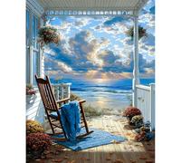 TOSTOG Paint by Numbers for Adults Kits, Seaside Rest, Painting by Numbers On Canvas, Beach Landscape, Without Frame, DIY Color Oil Painting Acrylic Paints for Gifts Home Wall Decor 16x20in/40x50cm