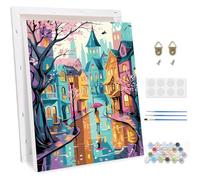 TOSTOG Paint by Numbers for Adults with Frame,Cityscape Painting by Numbers on Canvas for Adults,Acrylic Pigment Drawing Paintwork Kit for Home Wall Decor 12x16inch/30x40cm