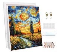 TOSTOG Paint by Numbers for Adults with Frame,Painting by Numbers on Canvas for Adults,Fields Landscape Acrylic Pigment Drawing Paintwork Kit for Home Wall Decor 12x16inch/30x40cm