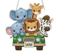 TOSTOG Q-Version Animals Diamond Art Hanging Ornaments with Chain for Adults Forest Allies Hanging Diamond Art Kits for Adults for Window Garden Home Wall Decor (7.6×7.63inch)