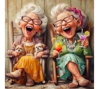 TOSTOG Smiling Grandma Diamond Painting Kits for Adults, Puppy 5D DIY Diamond Art Kit Full Drill Diamond Crystal Rhinestone Arts and Crafts Picture for Home Wall Decor 30x30cm