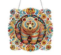 TOSTOG Totem Bear Diamond Art Hanging Ornaments with Chain for Adults Bohemian Style Hanging Diamond Art Kits for Adults for Window Garden Home Wall Decor (7.74×7.63inch)