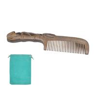 Tostyles Handmade Natural Green Sandalwood Hair Combs Anti-Static Sandalwood Scent Natural Hair Wooden Comb with Storage Bag Portable Travel for Massaging Scalp Women Men Kids(7.1in Leaf)