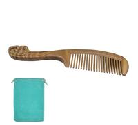 Tostyles Handmade Natural Green Sandalwood Hair Combs Anti-Static Sandalwood Scent Natural Hair Wooden Comb with Storage Bag Portable Travel for Massaging Scalp Women Men Kids(7.1in Flowers)
