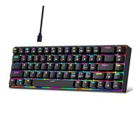 Tosuny 60% Mechanical Gaming Keyboard, 68 Keys Mini Wired Office Keyboard with RGB Backlit, Red Switch, Double Color Keycaps, Hot Swappable Custom Keyboard For PC (Black)