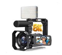 Tosuny 8K Camcorder with 64MP Photo, 18X Digital Zoom WiFi Video Camera with 3 Inch Touch Screen,External Microphone, 6-Axis Stabilization for Vlogging
