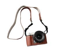 Tosuny Camera Half Case for XM5 with Scratch Proof PU Leather and Aluminum Alloy Bottom Plate, Magnetic Closure for Quick Battery Change, Includes Shoulder Strap (Brown)