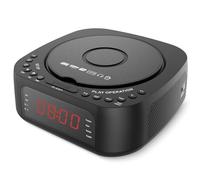 Tosuny CD Player Alarm Clock, CD Clock Radio with Remote Control, Bluetooth Speaker & Dual Alarms, Dimmable Display with Sleep Timer for Bedroom, USB Charger Included (BLACK)