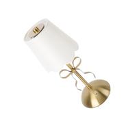 Tosuny Cordless LED Table Lamp, Gold Bow Table Lamp with Fabric Shade, Stepless Dimmable Bedside, Touch Switch, 1800mah Rechargeable Ambient Light for Bedroom, Restaurant