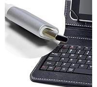 Tosuny Faux Leather Wired Keyboard Tablet Case Lightweight Wired Keyboard Case for Office Business Travel, Portable (TYPE C Adapter for Android Universal 10.1 Inch)