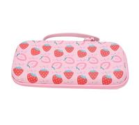Tosuny Portable Travel Carrying Case | Cute Strawberry Pink EVA Hard Bag for 2 Console (with Strap)