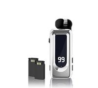 Tosuny Retractable Wireless Headphone, Bluetooth 5.4 Lavalier Headset with ENC Noise Cancelling Mic, LED Power Display, Single-Ear In-Ear Headphones for Business Driving (Silver)