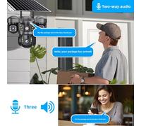 Tosuny Solar Security Camera Wireless Outdoor, 6K 12MP PTZ Surveillance Camera with Triple Lens, PIR Motion Detection, 2 Way Talk, Night Vision, 2.4/5.8G WiFi, IP66 Water Proof