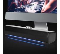 Tosuny Sound Bar, 3.5mm Universal Interface Bass Sound Bar, Mini Speaker 3W 2.0 Channel Computer Speaker with Mood Light,Suitable for Desktop Notebook (Black)