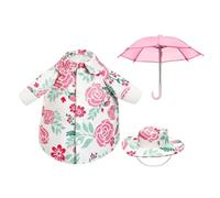 Tosuny Summer Porch Goose Outfit with Floral Skirt | Crafted from fabric, rainproof, outdoor decor, includes hat and umbrella, fits 17 inch geese