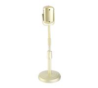 Tosuny Vintage Microphone Prop Model Set for Photography Retro (Golden) | Retro Mic Display, Height Adjustable Base, Studio Scene Accessory, Fake Mic Stand Kit
