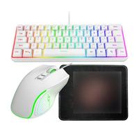 Tosuny Wired Gaming Keyboard and Mouse, 61 Keys RGB Backlit Keyboard and 3600 DPI Optical Mouse Combo with Mousepad, Mechanical Feeling Keyboards, Plug & Play for PC, Laptop (White Set)
