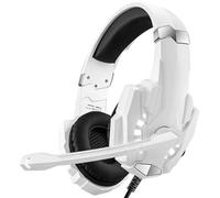 Tosuny Wired Headset with Microphone for Computer, Over Ear Noise Cancelling PC Headphones with 40mm Driver, USB & 3.5mm Stereo Headset for Laptop Office Call Center (White)