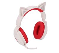 Tosuny Wireless Cat Ear Headset | Mic LED Light Volume Control 3.5mm Cable Foldable for Gaming Music (Red)