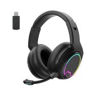 Tosuny Wireless Gaming Headset with Mic, RGB Light, HiFi Sound (Black) | 2.4G/Bluetooth/3.5mm AUX, 7.1 Pro Surround Sound, Noise Canceling, Low Latency, 50mm Drivers, 36Hr Battery, for PC