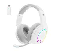 Tosuny Wireless Gaming Headset with Mic, RGB Light, HiFi Sound (White) | 2.4G/Bluetooth/3.5mm AUX, 7.1 Pro Surround Sound, Noise Canceling, Low Latency, 50mm Drivers, 36Hr Battery, for PC