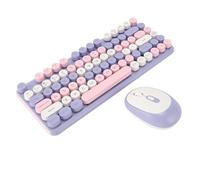 Tosuny Wireless Keyboard and Mouse Combo, Bluetooth Keyboard Mouse Set, 82 Keys Retro Round Key Caps, 1000/1200/1600DPI Optical Mouse, Ergonomic & Low Noise, for PC, Laptop (Violet)