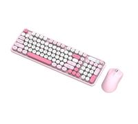 Tosuny Wireless Keyboard and Mouse Combo, Bluetooth Keyboard Mouse Sets, 98 Keys Retro Typewriter with Round Keycaps, 6 Keys 1800DPI Optical, for Laptop PC (Pink)