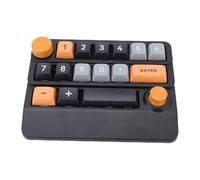 Tosuny Wireless Mechanical Numeric Keypad, 2.4G/Bluetooth /USB C Wired Macro Programmable Keyboard with Knob, RGB Backlit, Full Key Hot Swappable, 15 Keys Numpad for PC (Yellow Black Blue)