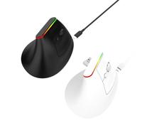Tosuny Wireless Vertical Mouse, Bluetooth 5.2 & 2.4G Dual Mode, RGB Backlit Ergonomic Rechargeable, 6 Buttons 800/1200/1600 DPI for PC Laptop (White)