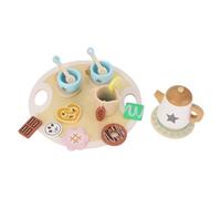 Tosuny Wooden Tea Party Set Realistic Role Playing Game Parent Child Interaction Intelligence Development Cherry Wood