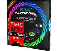 TOSY Flying Disc - 16 Million Color RGB or 36 LEDs, Extremely Bright, Smart Modes, Auto Light Up, Rechargeable, Birthday, Camping, for Men/Boys/Teens/Kids, 175g Frisbee
