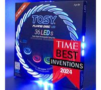 TOSY Flying Disc - 36 monocolor LEDs, Super Bright, Smart Modes, Christmas Stocking Stuffers Gift, Camping Toy for Kid/Teen/Adult, Auto Light Up, Rechargeable, Waterproof, 175g