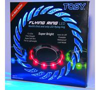 TOSY Flying Ring - 12 LEDs, Super Bright, Lost Mode, Auto Light Up, Camping Essentials for Kids/Teens/Boy/Girl, Safe & Soft, Waterproof, Pool/Beach