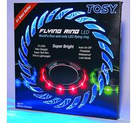 TOSY Flying Ring - 12 LEDs, Super Bright, Lost Mode, Auto Light Up, Camping Essentials for Kids/Teens/Boy/Girl, Safe & Soft, Waterproof, Pool/Beach Games, Lightweight Toy (Blue)