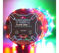 TOSY Flying Ring - 12 monocolor LEDs, Super Bright, Lost Mode, Auto Light Up, Camping Essentials for Kid/Teen/Boy/Girl, Safe & Soft, Waterproof, Pool/Beach Games, Lightweight Toy, 3-pack