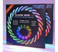 TOSY Flying Ring - 36 RGB Multicolor LEDs, Super Bright, Lost Mode, Auto Light Up, Camping Essentials for Kid/Teen/Boy/Girl, Safe & Soft, Waterproof, Pool/Beach Games, Lightweight Toy, 2-pack