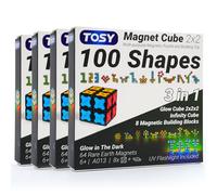 TOSY Magnet Cube 2x2-8 Blocks, 2in1 Toy: 2x2x2 Puzzle Cube and Customizable Infinity Cube, Easter Birthday Gifts for Kids/Grandkids, Glowing w/UV Flashlight, STEM Toy, 4-pack