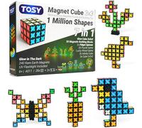 TOSY Magnet Cube 3x3-30 Blocks, 240 Magnets, Easter Birthday Gifts for Kids, Multipurpose: Creative Building Blocks, Transformable Fidget Spinner, Puzzle/Infinity Cube, Glowing STEM Toy