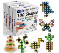 TOSY Magnet Fidget Spinner Mini - 8 blocks, 3 in 1 Toy: Transformable Fidget Spinner, Infinity Cube, 2x2 Puzzle Cube, Easter Birthday Gift for Kids/Adults, STEM Sensory Stress Relief Toy, 4-pack