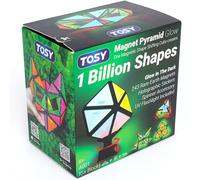 TOSY Magnet Pyramid Glow - 1 Cube Transforms into 1 Billion Shapes, 12 pieces, 243 Magnets, Glowing, Christmas Stocking Stuffers Gift for Kids, Holographic Design, Creative Puzzle STEM/STEAM Toy