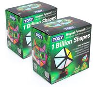 TOSY Magnet Pyramid Glow - 1 Cube Transforms into 1 Billion Shapes, 12 pieces, 243 Rare Earth Magnets, Glowing, Holographic Design Magnet Tiles Creative Puzzle STEM/STEAM Toy, 2-pack