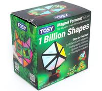 TOSY Magnet Pyramid Glow - 1 Cube Transforms into 1 Billion Shapes, 12 pieces, 243 Rare Earth Magnets, Glowing, Holographic Design Magnet Tiles Creative Puzzle STEM/STEAM Toy