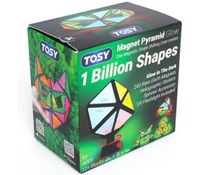 TOSY Magnet Pyramid Glow - 1 Cube Transforms into 1 Billion Shapes (Bunny, Egg Basket, Flowers, Heart), Easter Birthday Gift, 12 pcs, 243 Magnets, Glowing, Holographic Design, Puzzle/STEM Toy