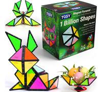 TOSY Magnet Pyramid Glow - 1 Cube Transforms into 1 Billion Shapes, Easter Basket Stuffers Essentials for Kids/Teens, 243 Rare Earth Magnets, Glowing,
