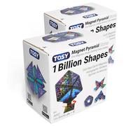 TOSY Magnet Pyramid Stone - 1 Cube Transforms into 1 Billion Shapes, 12 pieces, 243 Magnets, Christmas Stocking Stuffers Gift for kids, Holographic Design, Creative Puzzle STEM Toy, 2-pack