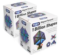 TOSY Magnet Pyramid Stone - 1 Cube Transforms into 1 Billion Shapes, 12 pieces, 243 Rare Earth Magnets, Holographic Design Magnet Tiles Creative Puzzle STEM/STEAM Toy, 2-pack