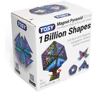 TOSY Magnet Pyramid Stone - 1 Cube Transforms into 1 Billion Shapes, 12 pieces, 243 Rare Earth Magnets, Holographic Design Magnet Tiles Creative Puzzle STEM/STEAM Toy